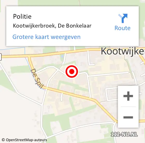 Locatie op kaart van de 112 melding: Politie Kootwijkerbroek, De Bonkelaar op 10 april 2024 05:40