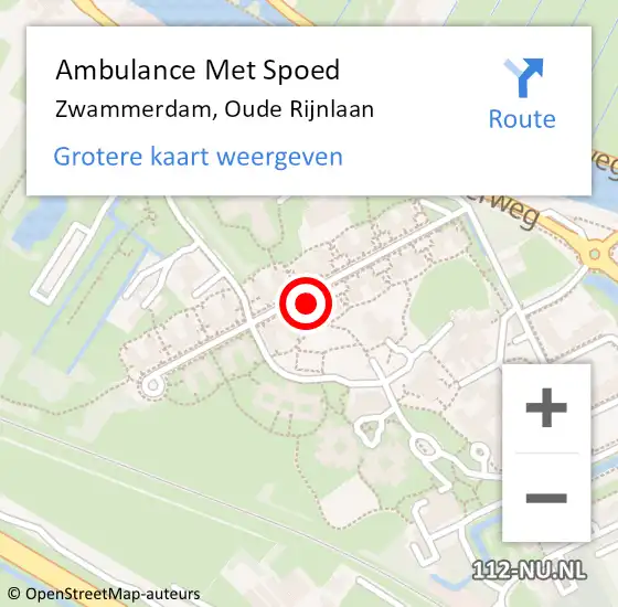 Locatie op kaart van de 112 melding: Ambulance Met Spoed Naar Zwammerdam, Oude Rijnlaan op 10 april 2024 06:30