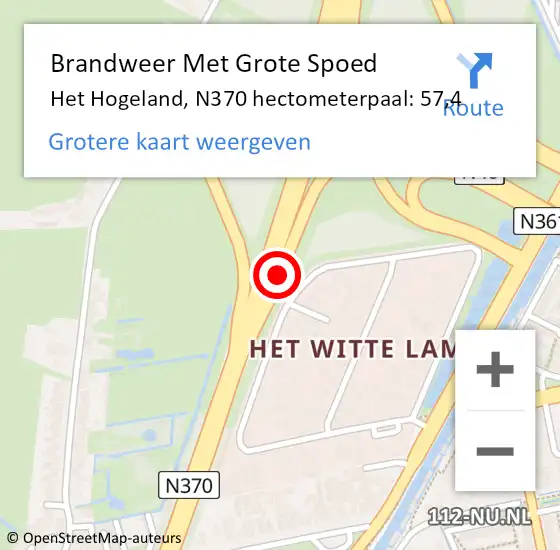 Locatie op kaart van de 112 melding: Brandweer Met Grote Spoed Naar Het Hogeland, N370 hectometerpaal: 57,4 op 10 april 2024 06:44
