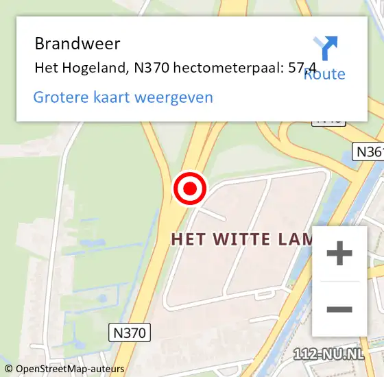 Locatie op kaart van de 112 melding: Brandweer Het Hogeland, N370 hectometerpaal: 57,4 op 10 april 2024 06:46