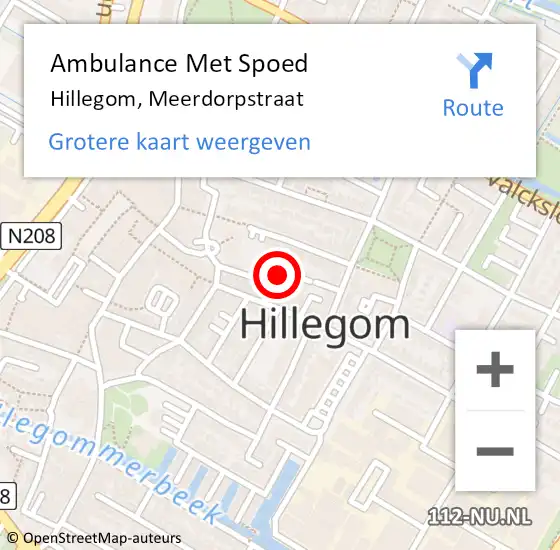 Locatie op kaart van de 112 melding: Ambulance Met Spoed Naar Hillegom, Meerdorpstraat op 10 april 2024 07:32