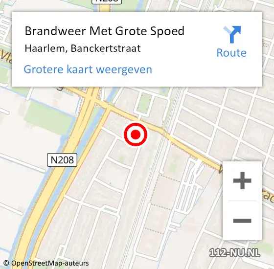 Locatie op kaart van de 112 melding: Brandweer Met Grote Spoed Naar Haarlem, Banckertstraat op 10 april 2024 08:54