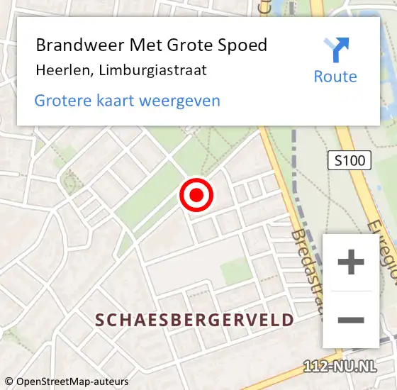 Locatie op kaart van de 112 melding: Brandweer Met Grote Spoed Naar Heerlen, Limburgiastraat op 10 april 2024 08:59