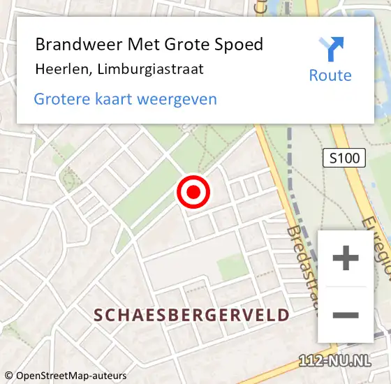 Locatie op kaart van de 112 melding: Brandweer Met Grote Spoed Naar Heerlen, Limburgiastraat op 10 april 2024 09:02