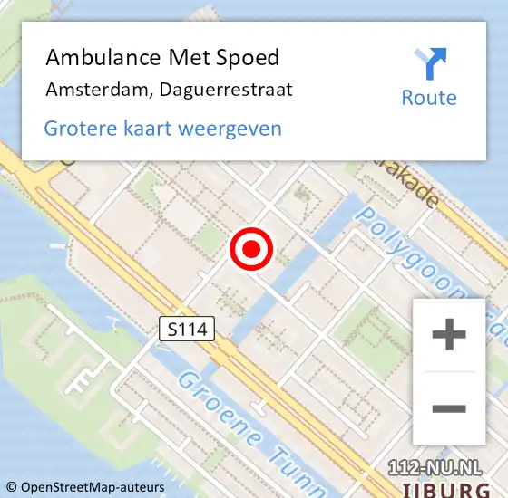 Locatie op kaart van de 112 melding: Ambulance Met Spoed Naar Amsterdam, Daguerrestraat op 10 april 2024 09:35
