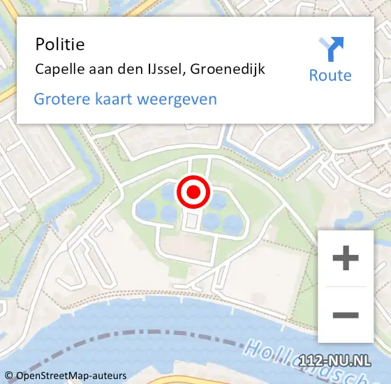 Locatie op kaart van de 112 melding: Politie Capelle aan den IJssel, Groenedijk op 10 april 2024 09:44