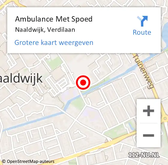 Locatie op kaart van de 112 melding: Ambulance Met Spoed Naar Naaldwijk, Verdilaan op 10 april 2024 09:47