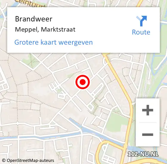 Locatie op kaart van de 112 melding: Brandweer Meppel, Marktstraat op 10 april 2024 09:53