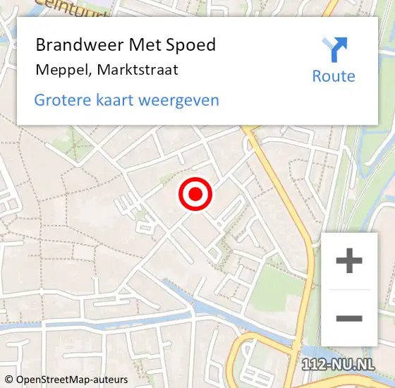 Locatie op kaart van de 112 melding: Brandweer Met Spoed Naar Meppel, Marktstraat op 10 april 2024 10:07