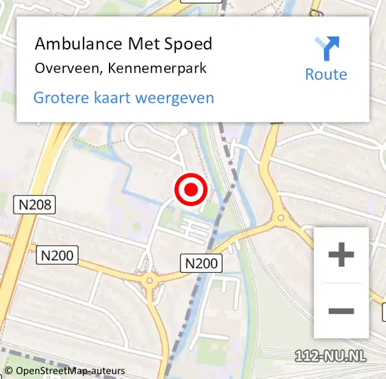 Locatie op kaart van de 112 melding: Ambulance Met Spoed Naar Overveen, Kennemerpark op 10 april 2024 10:17