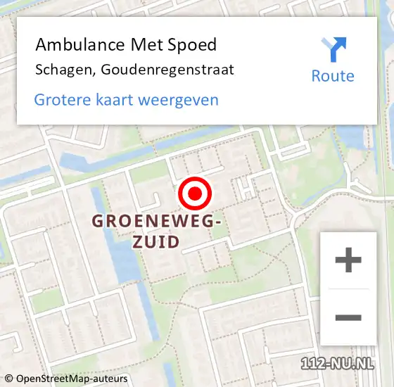 Locatie op kaart van de 112 melding: Ambulance Met Spoed Naar Schagen, Goudenregenstraat op 10 april 2024 10:20