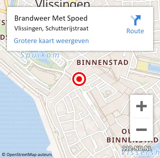 Locatie op kaart van de 112 melding: Brandweer Met Spoed Naar Vlissingen, Schutterijstraat op 10 april 2024 10:27