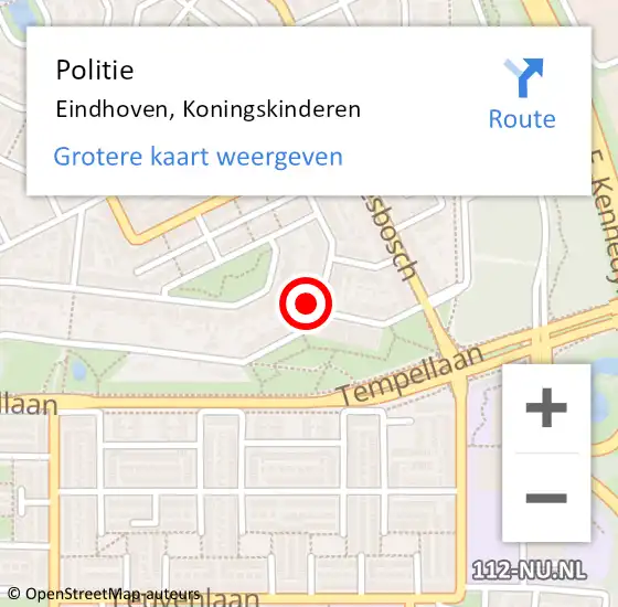 Locatie op kaart van de 112 melding: Politie Eindhoven, Koningskinderen op 10 april 2024 10:35