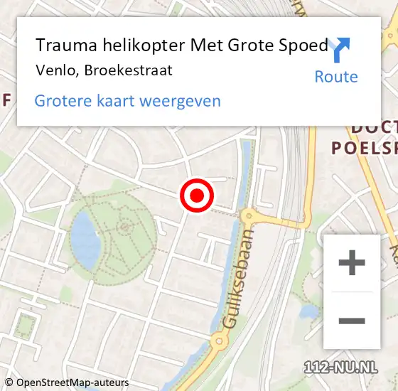 Locatie op kaart van de 112 melding: Trauma helikopter Met Grote Spoed Naar Venlo, Broekestraat op 10 april 2024 10:37