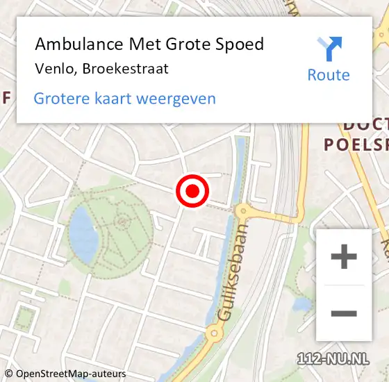 Locatie op kaart van de 112 melding: Ambulance Met Grote Spoed Naar Venlo, Broekestraat op 10 april 2024 10:39