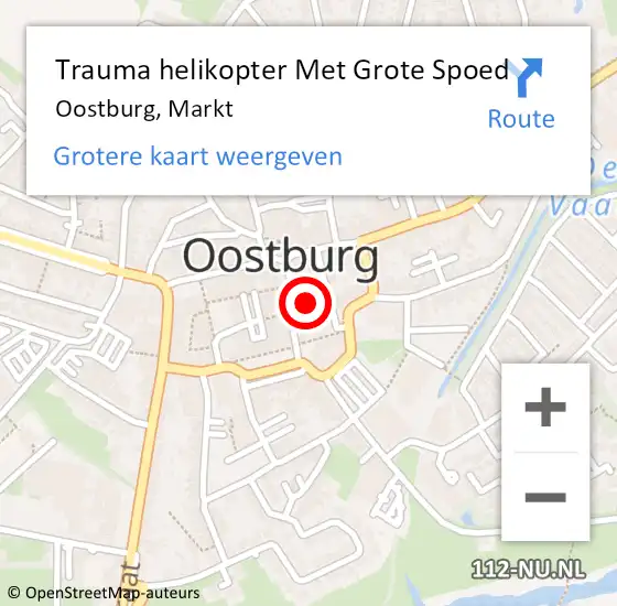 Locatie op kaart van de 112 melding: Trauma helikopter Met Grote Spoed Naar Oostburg, Markt op 10 april 2024 10:53
