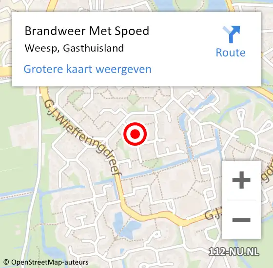 Locatie op kaart van de 112 melding: Brandweer Met Spoed Naar Weesp, Gasthuisland op 10 april 2024 10:54