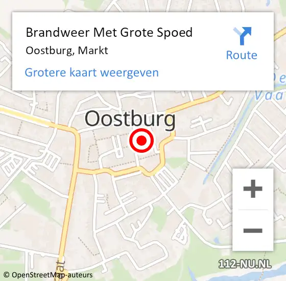 Locatie op kaart van de 112 melding: Brandweer Met Grote Spoed Naar Oostburg, Markt op 10 april 2024 11:01