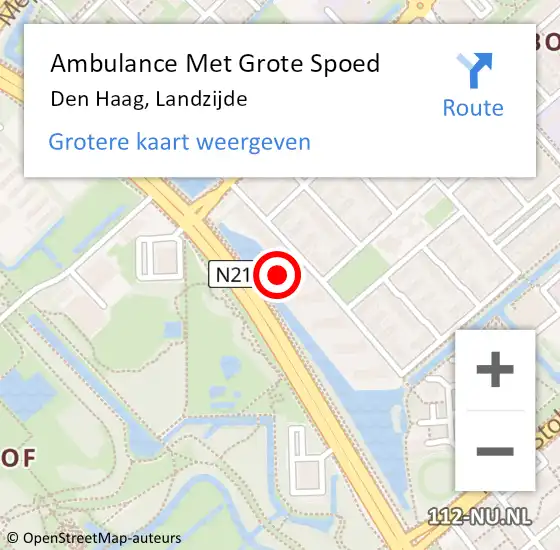Locatie op kaart van de 112 melding: Ambulance Met Grote Spoed Naar Den Haag, Landzijde op 10 april 2024 11:02
