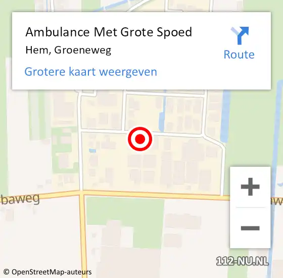 Locatie op kaart van de 112 melding: Ambulance Met Grote Spoed Naar Hem, Groeneweg op 10 april 2024 11:05