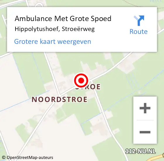 Locatie op kaart van de 112 melding: Ambulance Met Grote Spoed Naar Hippolytushoef, Stroeërweg op 10 april 2024 11:05