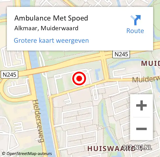 Locatie op kaart van de 112 melding: Ambulance Met Spoed Naar Alkmaar, Muiderwaard op 10 april 2024 11:21