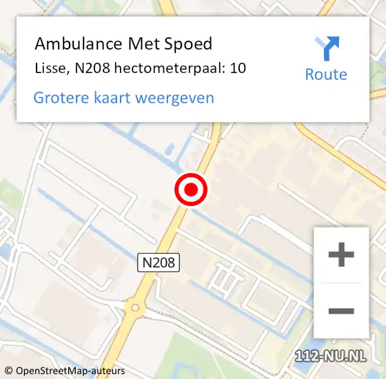 Locatie op kaart van de 112 melding: Ambulance Met Spoed Naar Lisse, N208 hectometerpaal: 10 op 10 april 2024 11:32