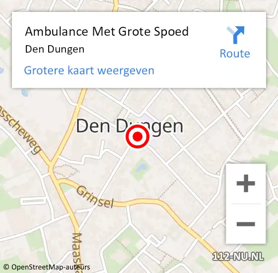 Locatie op kaart van de 112 melding: Ambulance Met Grote Spoed Naar Den Dungen op 10 april 2024 11:48