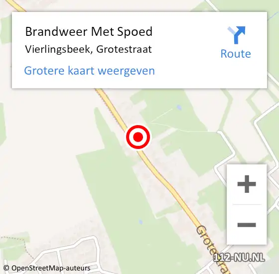 Locatie op kaart van de 112 melding: Brandweer Met Spoed Naar Vierlingsbeek, Grotestraat op 10 april 2024 12:01