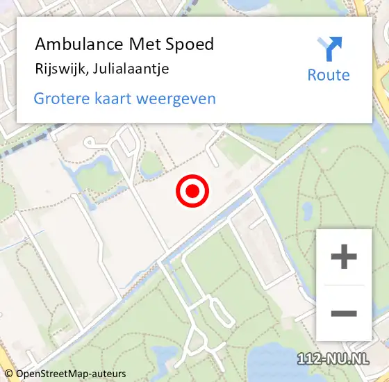 Locatie op kaart van de 112 melding: Ambulance Met Spoed Naar Rijswijk, Julialaantje op 10 april 2024 12:10