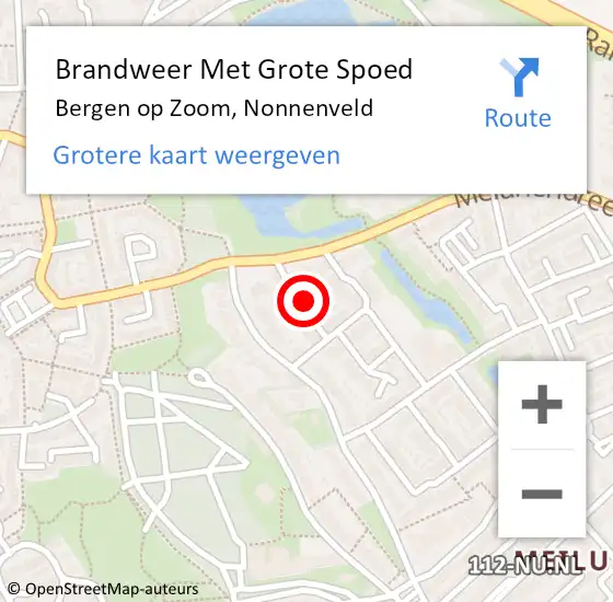 Locatie op kaart van de 112 melding: Brandweer Met Grote Spoed Naar Bergen op Zoom, Nonnenveld op 10 april 2024 12:26