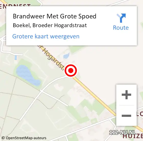 Locatie op kaart van de 112 melding: Brandweer Met Grote Spoed Naar Boekel, Broeder Hogardstraat op 10 april 2024 12:55