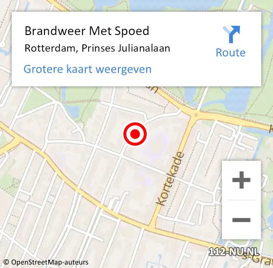 Locatie op kaart van de 112 melding: Brandweer Met Spoed Naar Rotterdam, Prinses Julianalaan op 10 april 2024 13:01