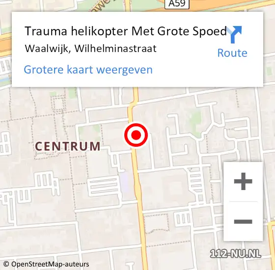 Locatie op kaart van de 112 melding: Trauma helikopter Met Grote Spoed Naar Waalwijk, Wilhelminastraat op 10 april 2024 13:03