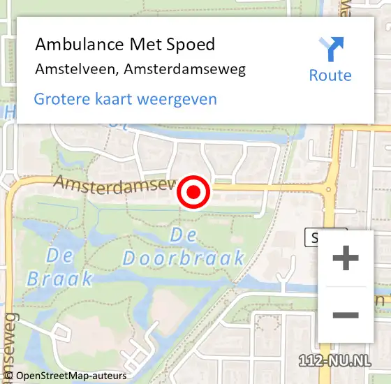 Locatie op kaart van de 112 melding: Ambulance Met Spoed Naar Amstelveen, Amsterdamseweg op 10 april 2024 13:36