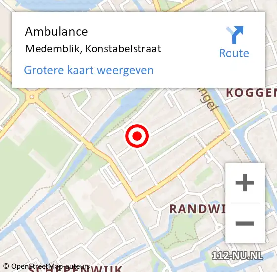 Locatie op kaart van de 112 melding: Ambulance Medemblik, Konstabelstraat op 10 april 2024 13:37