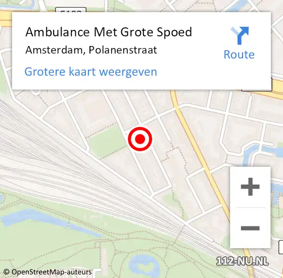 Locatie op kaart van de 112 melding: Ambulance Met Grote Spoed Naar Amsterdam, Polanenstraat op 10 april 2024 13:39