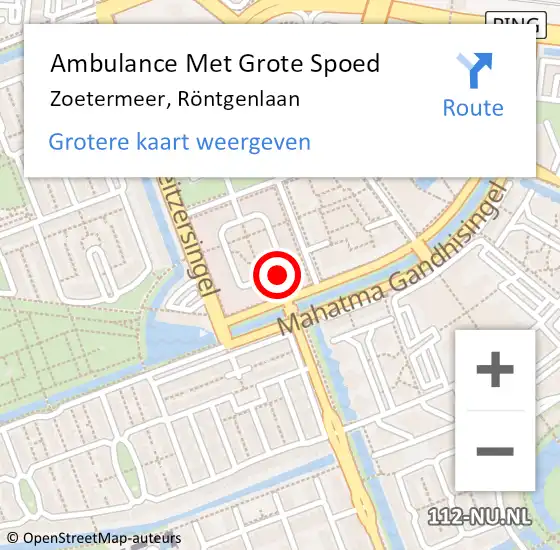 Locatie op kaart van de 112 melding: Ambulance Met Grote Spoed Naar Zoetermeer, Röntgenlaan op 10 april 2024 14:02