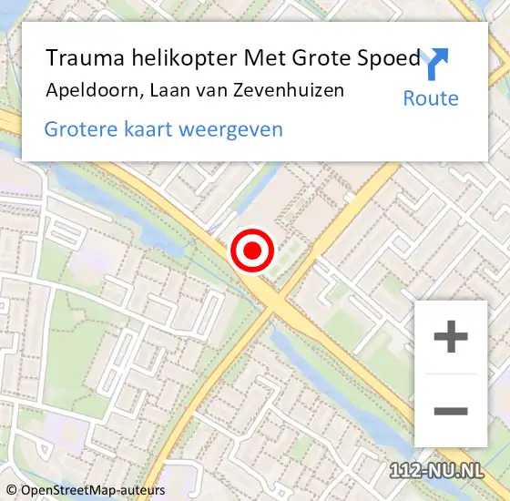 Locatie op kaart van de 112 melding: Trauma helikopter Met Grote Spoed Naar Apeldoorn, Laan van Zevenhuizen op 10 april 2024 14:06