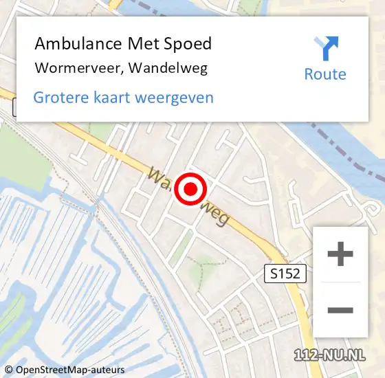 Locatie op kaart van de 112 melding: Ambulance Met Spoed Naar Wormerveer, Wandelweg op 10 april 2024 14:20