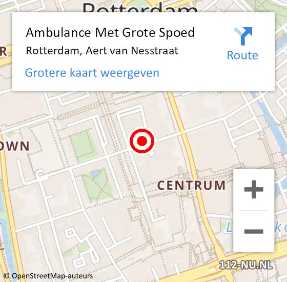 Locatie op kaart van de 112 melding: Ambulance Met Grote Spoed Naar Rotterdam, Aert van Nesstraat op 10 april 2024 14:26