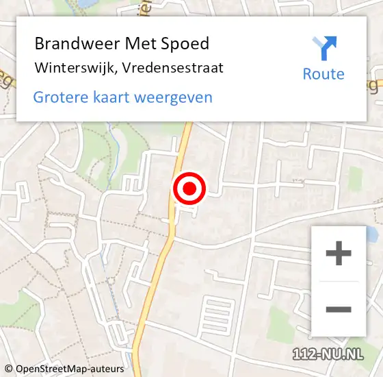Locatie op kaart van de 112 melding: Brandweer Met Spoed Naar Winterswijk, Vredensestraat op 10 april 2024 14:32