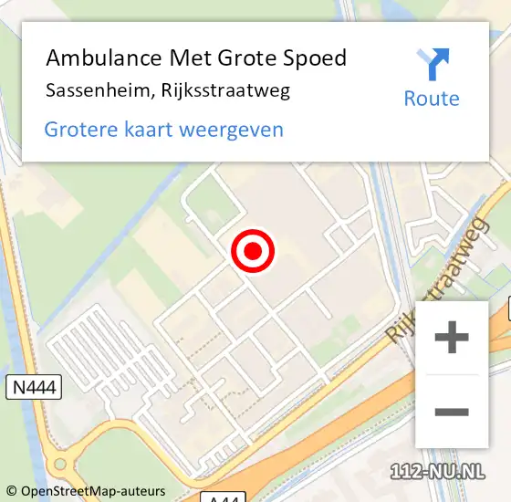 Locatie op kaart van de 112 melding: Ambulance Met Grote Spoed Naar Sassenheim, Rijksstraatweg op 10 april 2024 14:39