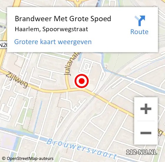 Locatie op kaart van de 112 melding: Brandweer Met Grote Spoed Naar Haarlem, Spoorwegstraat op 10 april 2024 14:42