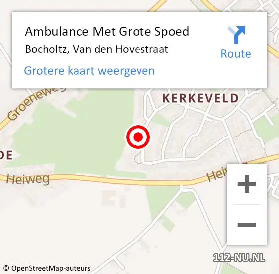 Locatie op kaart van de 112 melding: Ambulance Met Grote Spoed Naar Bocholtz, Van den Hovestraat op 2 oktober 2014 02:11