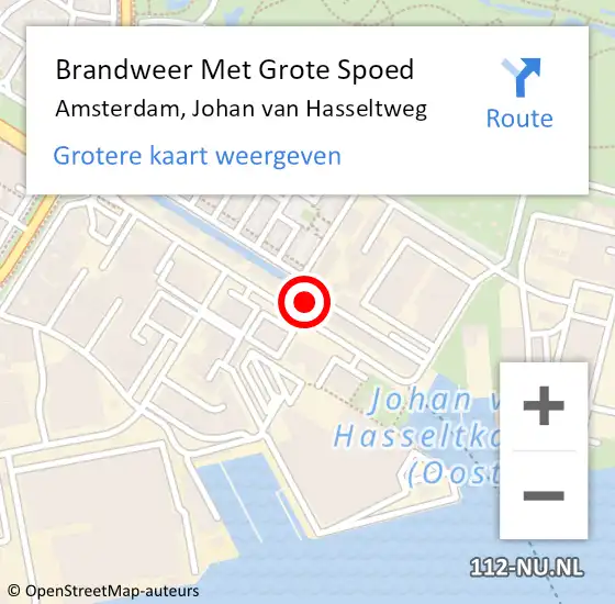 Locatie op kaart van de 112 melding: Brandweer Met Grote Spoed Naar Amsterdam, Johan van Hasseltweg op 10 april 2024 14:59
