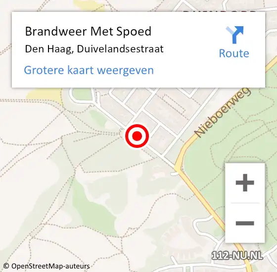 Locatie op kaart van de 112 melding: Brandweer Met Spoed Naar Den Haag, Duivelandsestraat op 10 april 2024 15:15