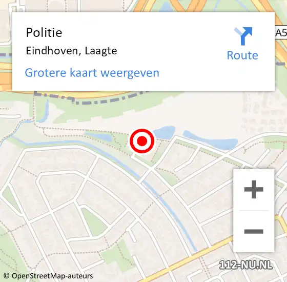 Locatie op kaart van de 112 melding: Politie Eindhoven, Laagte op 10 april 2024 15:42