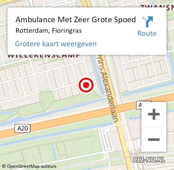 Locatie op kaart van de 112 melding: Ambulance Met Zeer Grote Spoed Naar Rotterdam, Fioringras op 10 april 2024 16:13