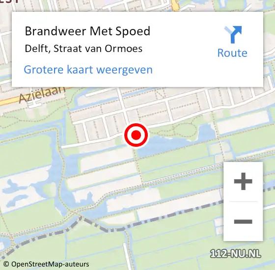 Locatie op kaart van de 112 melding: Brandweer Met Spoed Naar Delft, Straat van Ormoes op 10 april 2024 16:18